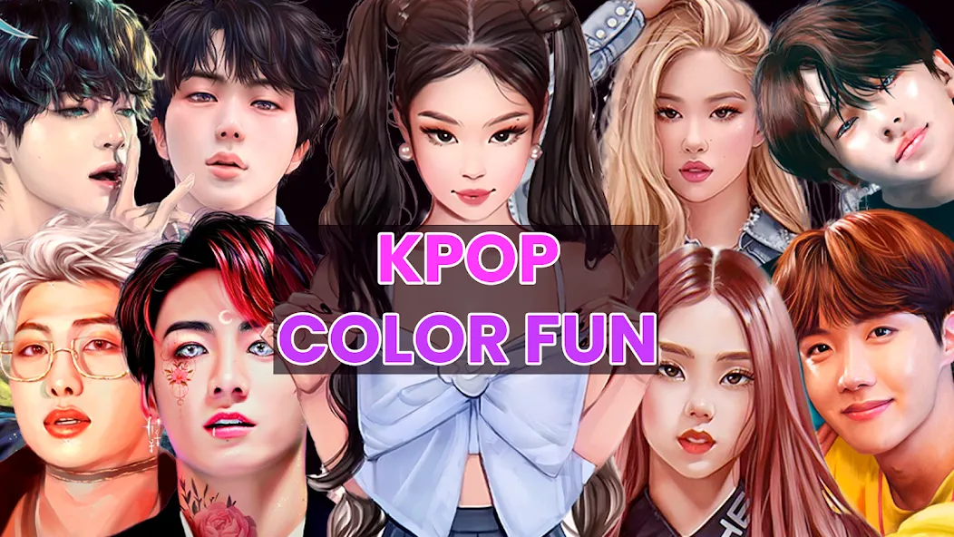 Kpop Paint by Numbers BT21  [МОД Бесконечные монеты] Screenshot 1