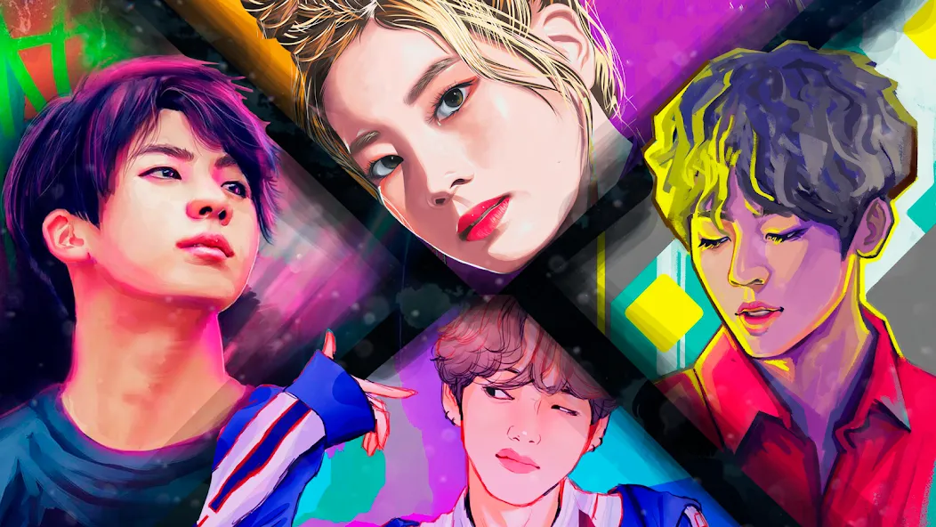 Kpop Paint by Numbers BT21  [МОД Бесконечные монеты] Screenshot 2