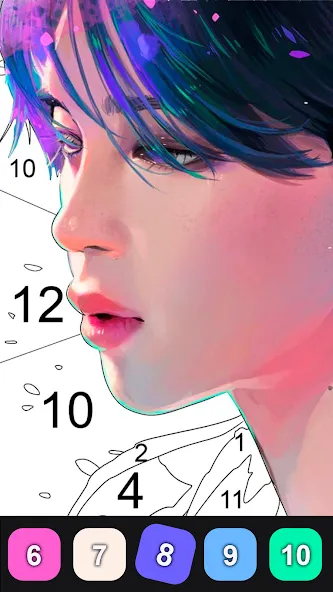 Kpop Paint by Numbers BT21  [МОД Бесконечные монеты] Screenshot 4