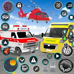 Скачать взломанную Heli Ambulance Simulator Game  [МОД Много денег] - стабильная версия apk на Андроид