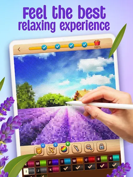 Cross-Stitch: Coloring Book (Кросс)  [МОД Бесконечные монеты] Screenshot 5