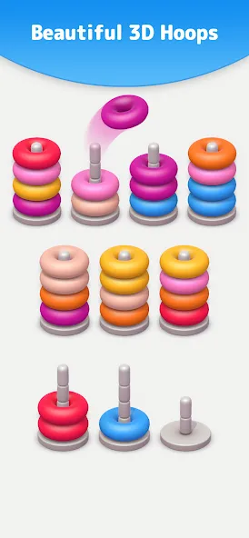 Color Sort 3D — Hoop Stack  [МОД Mega Pack] Screenshot 1