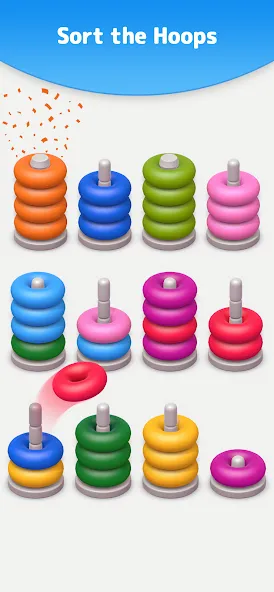 Color Sort 3D — Hoop Stack  [МОД Mega Pack] Screenshot 4