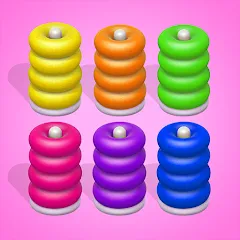 Взломанная Color Sort 3D — Hoop Stack  [МОД Mega Pack] - полная версия apk на Андроид
